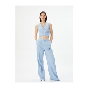 Koton Palazzo Trousers Normal Waist Pocket Button Pleat Detailed