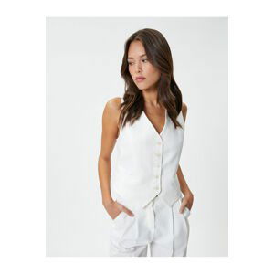 Koton Vest V-Neck Buttoned Mini Pocket Detailed