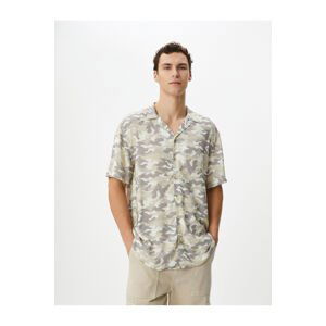 Koton Camouflage Printed Shirt Short Sleeve Turn-down Collar Viscose Fabric