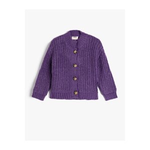 Koton Knit Cardigan Button Closure Long Sleeve Round Stand