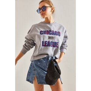 Bianco Lucci Women's Chicago Printed Three Thread Raised Sweatshirt