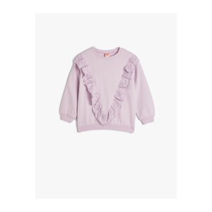 Koton Sweatshirt Long Sleeve Crew Neck Ruffle Detailed Cotton Raised