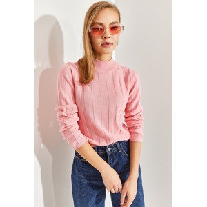 Bianco Lucci Women's Turtleneck Ribbed Knitwear Sweater