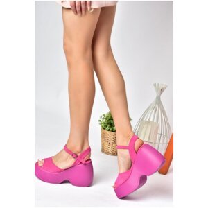 Fox Shoes P973001002 Women's Fuchsia Suede Wedge Heel Shoe