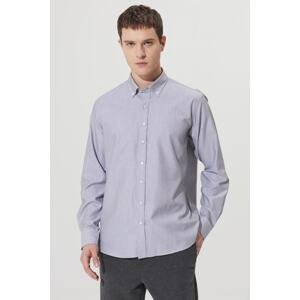 ALTINYILDIZ CLASSICS Men's Brown-white Comfort Fit Wide Cut Button Collar Dobby Shirt