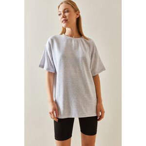 XHAN Gray Oversize Basic T-Shirt 3YXK1-47087-03