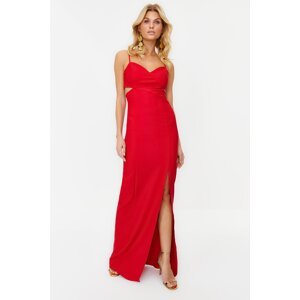 Trendyol Red Plain Regular Woven Evening Dress & Prom Dress