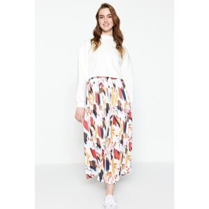 Trendyol Multicolored Wide Pleated Woven Skirt with Elastic Waist