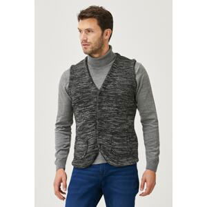 ALTINYILDIZ CLASSICS Men's Anthracite-gray Standard Fit Regular Fit 100% Cotton Plain V-Neck Knitwear Vest