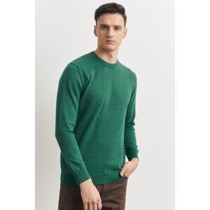ALTINYILDIZ CLASSICS Men's Dark Green Standard Fit Regular Fit Crew Neck Cotton Knitwear Sweater