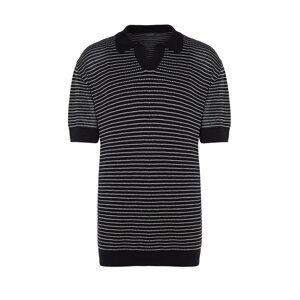 Trendyol Black Limited Edition Relaxed Short Sleeve Polo Neck Knitwear T-shirt