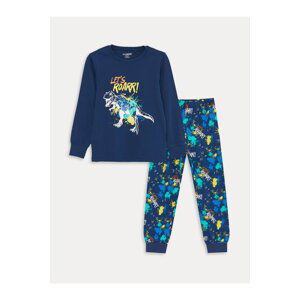 LC Waikiki Crew Neck Printed Long Sleeve Boy's Pajama Set