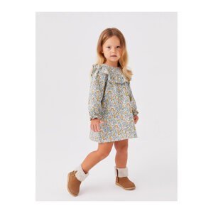 LC Waikiki Crew Neck Long Sleeve Floral Patterned Baby Girl Dress