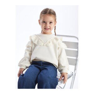 LC Waikiki Crew Neck Baby Girl Frilly Sweatshirt