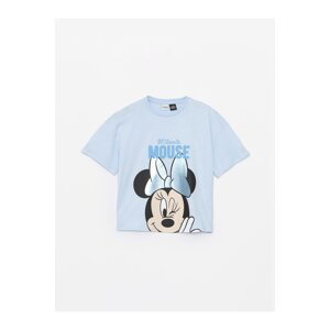 LC Waikiki Girls' Crew Neck Minnie Mouse Printed Short Sleeve Crop T-Shirt