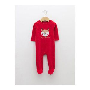 LC Waikiki Crew Neck Long Sleeve Embroidery Detailed Velvet Baby Girl Jumpsuit