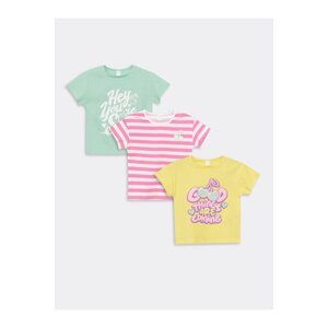 LC Waikiki 3-Piece Crew Neck Printed Baby Girl T-Shirt