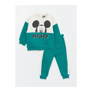 LC Waikiki Crew Neck Long Sleeve Mickey Mouse Print Baby Boy Sweatshirt and Tracksuit Bottoms 2-Set