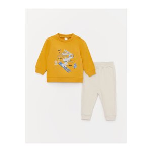 LC Waikiki Crew Neck Long Sleeve Printed Baby Boy Sweatshirt and Tracksuit Bottom 2-Piece Set