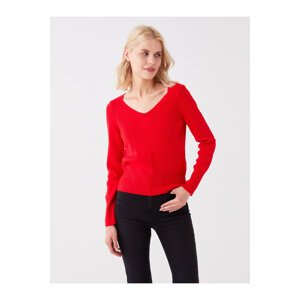 LC Waikiki Women's V-Neck Plain Long Sleeve Knitwear Sweater