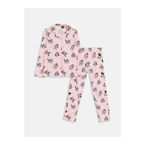 LC Waikiki Shirt Collar Minnie Mouse Printed Long Sleeve Girls' Pajamas Set