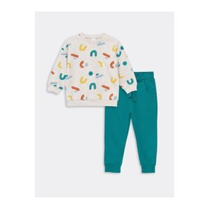 LC Waikiki Crew Neck Long Sleeve Printed Baby Boy Sweatshirt and Sweatpants 2-Piece Set