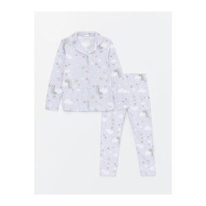 LC Waikiki Shirt Collar Patterned Long Sleeve Girls' Pajamas Set