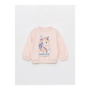 LC Waikiki Crew Neck Long Sleeve Printed Baby Girl Sweatshirt