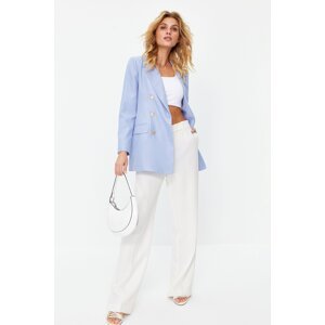 Trendyol Light Blue Oversize Lined Double Breasted Closure Woven Blazer Jacket