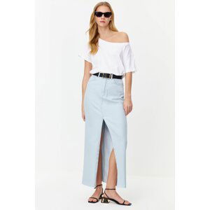 Trendyol Light Blue Slit High Waist Maxi Denim Skirt