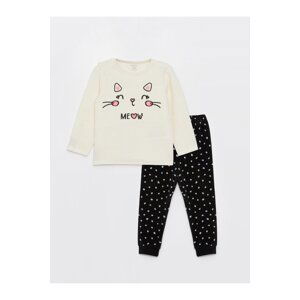 LC Waikiki Crew Neck Long Sleeve Embroidered Velvet Baby Girl Pajama Set