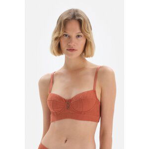 Dagi Terracota Button Detailed Rib Underwire Bra