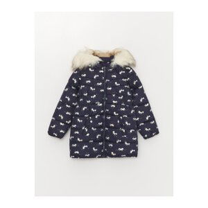 LC Waikiki Hooded Printed Girl's Coat