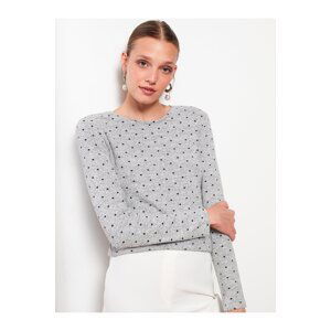 LC Waikiki Women's Crew Neck Polka Dot Long Sleeve T-Shirt