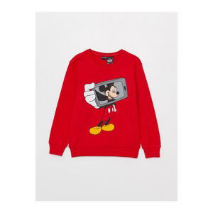 LC Waikiki Boys' Crew Neck Mickey Mouse Printed Long Sleeve T-Shirt