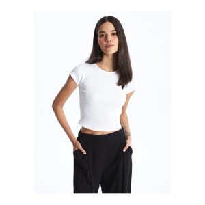 LC Waikiki Women's Crew Neck Plain Short Sleeve Crop T-Shirt