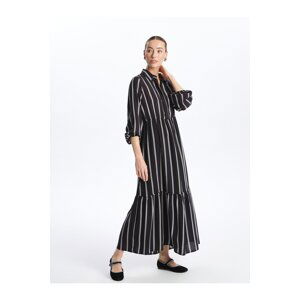 LC Waikiki Shirt Collar Striped Long Sleeve Women's Dress