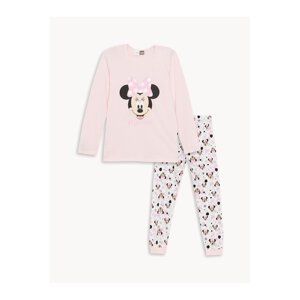 LC Waikiki Crew Neck Minnie Mouse Printed Long Sleeve Girl's Pajama Set