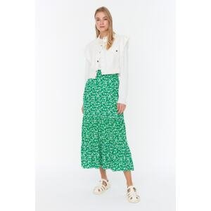 Trendyol Green Floral Pattern Knitted Skirt
