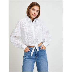 White Women Patterned Cropped Shirt Guess - Women