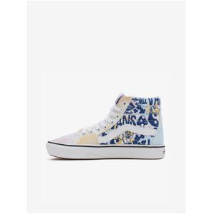 Blue and White Womens Patterned Ankle Sneakers VANS UA Comfy Cush S - Ladies