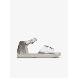 Girly Leather Sandals in Silver Camper - Girls