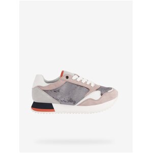 Old Pink-Grey Womens Sneakers with Suede Details Geox Doralea - Women