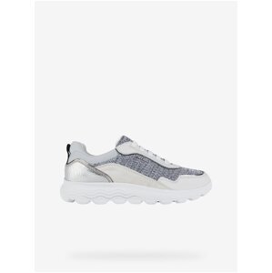 Geox Spherica Grey-White Womens Leather Sneakers - Womens