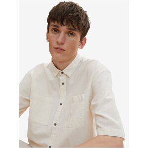 Cream Men's Short Sleeve Shirt Tom Tailor Denim - Men