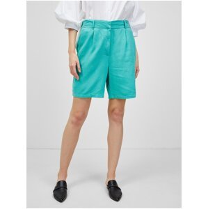 Turquoise linen shorts ONLY Caro - Women