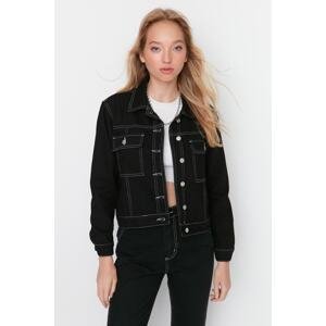 Trendyol Denim Jacket with Contrast Stitching in Black