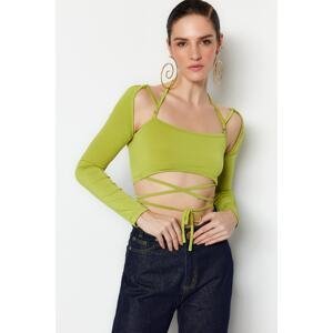 Trendyol Green Crop Knitted Blouse