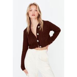 Trendyol Brown Crop Knitwear Cardigan