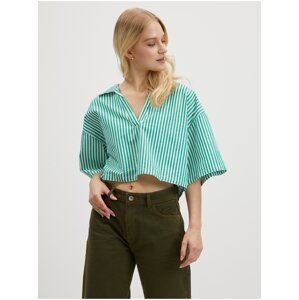 White and Green Ladies Striped Blouse Noisy May Lisa - Ladies